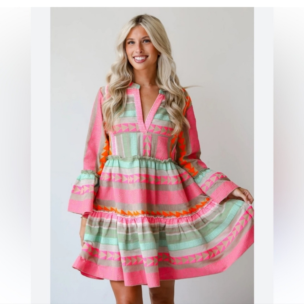 Colorful Long Sleeve Dress
